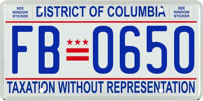 DC license plate FB0650