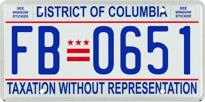 DC license plate FB0651