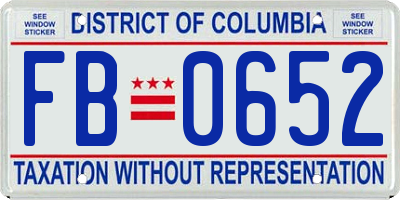 DC license plate FB0652