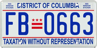 DC license plate FB0663