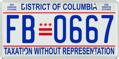 DC license plate FB0667