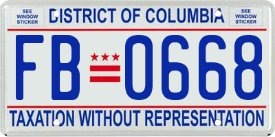 DC license plate FB0668