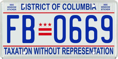 DC license plate FB0669