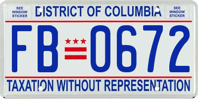 DC license plate FB0672