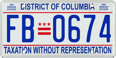 DC license plate FB0674