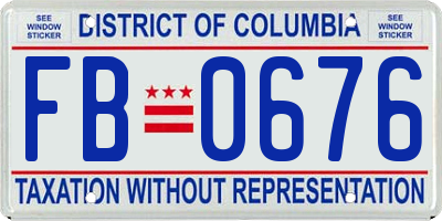 DC license plate FB0676