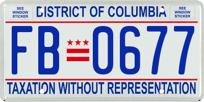 DC license plate FB0677