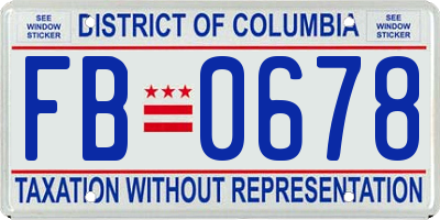 DC license plate FB0678