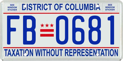 DC license plate FB0681