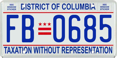 DC license plate FB0685