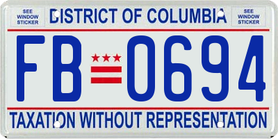 DC license plate FB0694