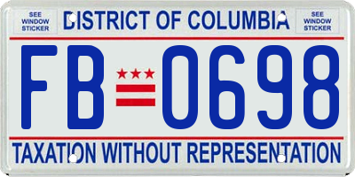 DC license plate FB0698