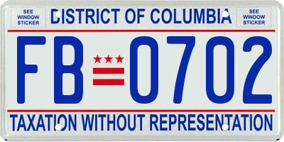 DC license plate FB0702