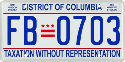 DC license plate FB0703