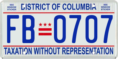 DC license plate FB0707