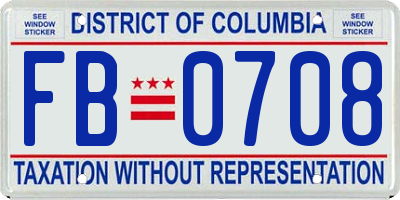 DC license plate FB0708