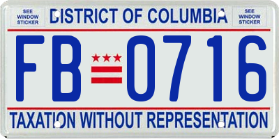 DC license plate FB0716