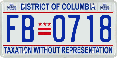 DC license plate FB0718