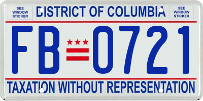 DC license plate FB0721