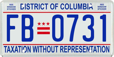 DC license plate FB0731