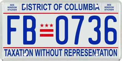 DC license plate FB0736