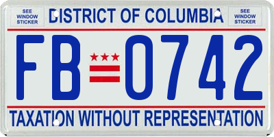 DC license plate FB0742