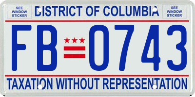 DC license plate FB0743