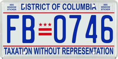 DC license plate FB0746