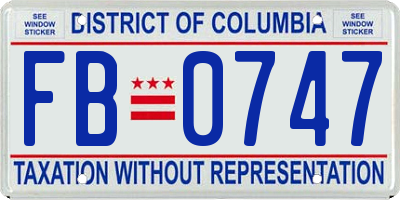 DC license plate FB0747