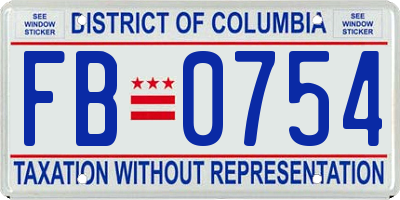 DC license plate FB0754