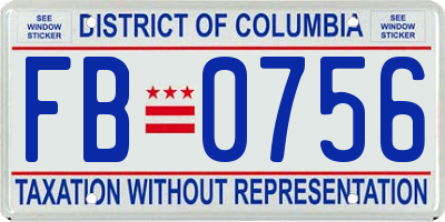 DC license plate FB0756