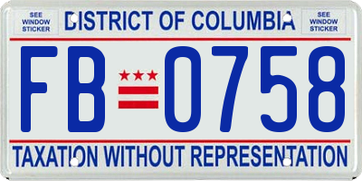 DC license plate FB0758