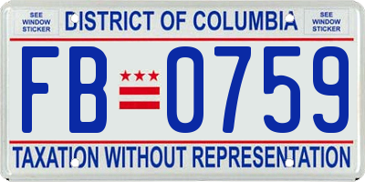 DC license plate FB0759