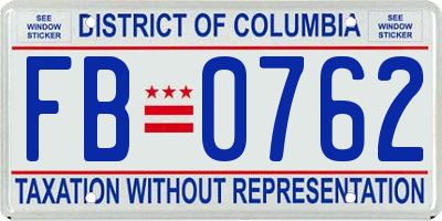 DC license plate FB0762