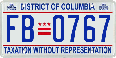 DC license plate FB0767