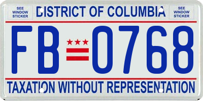 DC license plate FB0768