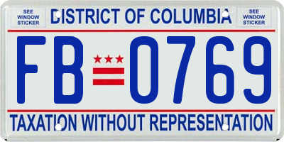 DC license plate FB0769