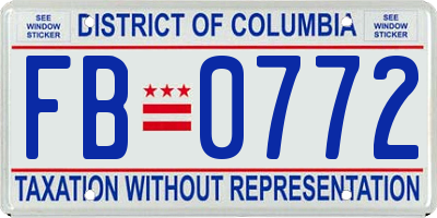 DC license plate FB0772