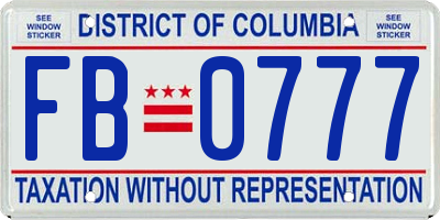 DC license plate FB0777