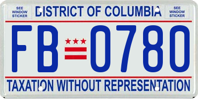 DC license plate FB0780