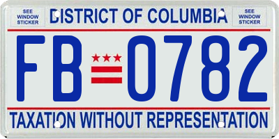 DC license plate FB0782