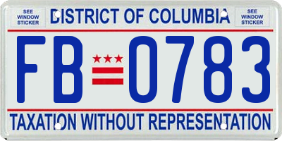 DC license plate FB0783