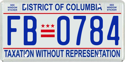 DC license plate FB0784