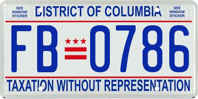 DC license plate FB0786