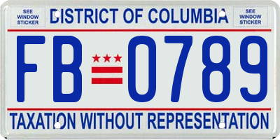 DC license plate FB0789