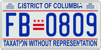 DC license plate FB0809