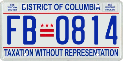 DC license plate FB0814