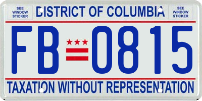 DC license plate FB0815