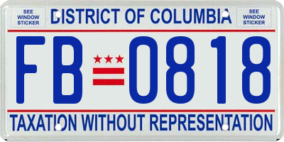 DC license plate FB0818