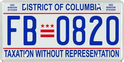 DC license plate FB0820